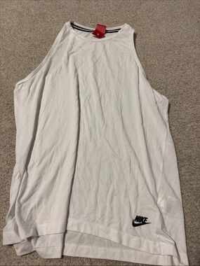 Nike White Sleeveless Tank Top with Black Logo